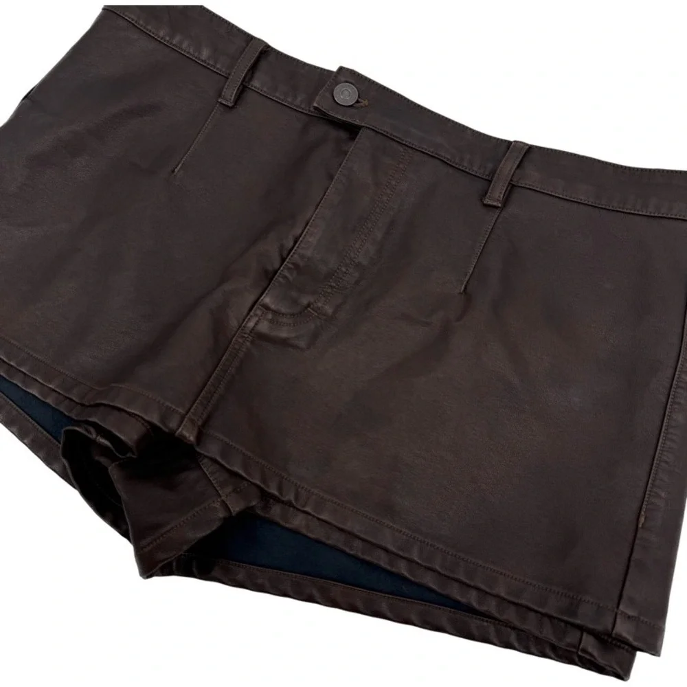 WE THE FREE 31 Skort Brown Vegan Leather Coated Mini Skirt Shorts Espresso Edgy
